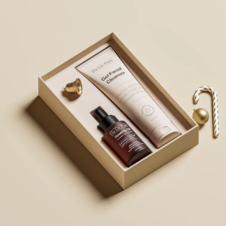 Un kit cosmetico in una scatola regalo